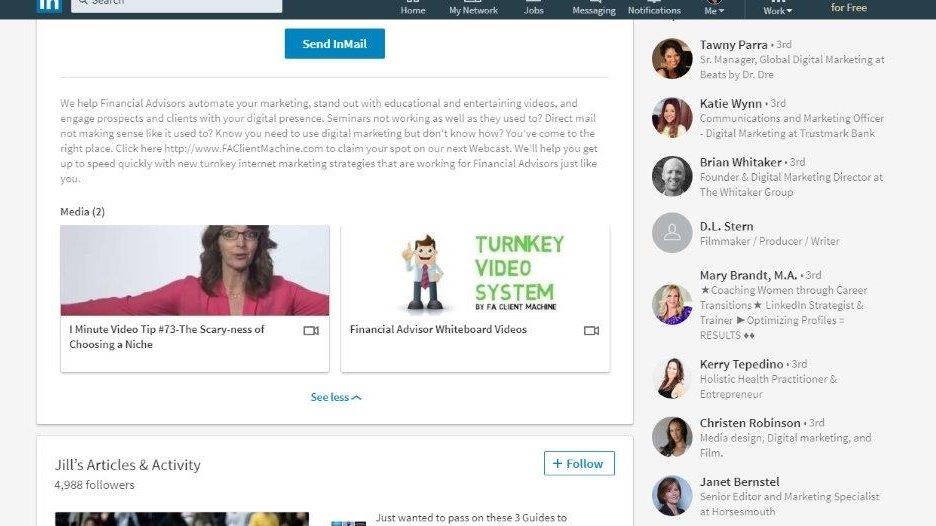 LinkedIn profile with video