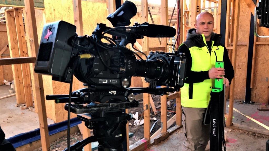 shoooting marketing videos on a building site