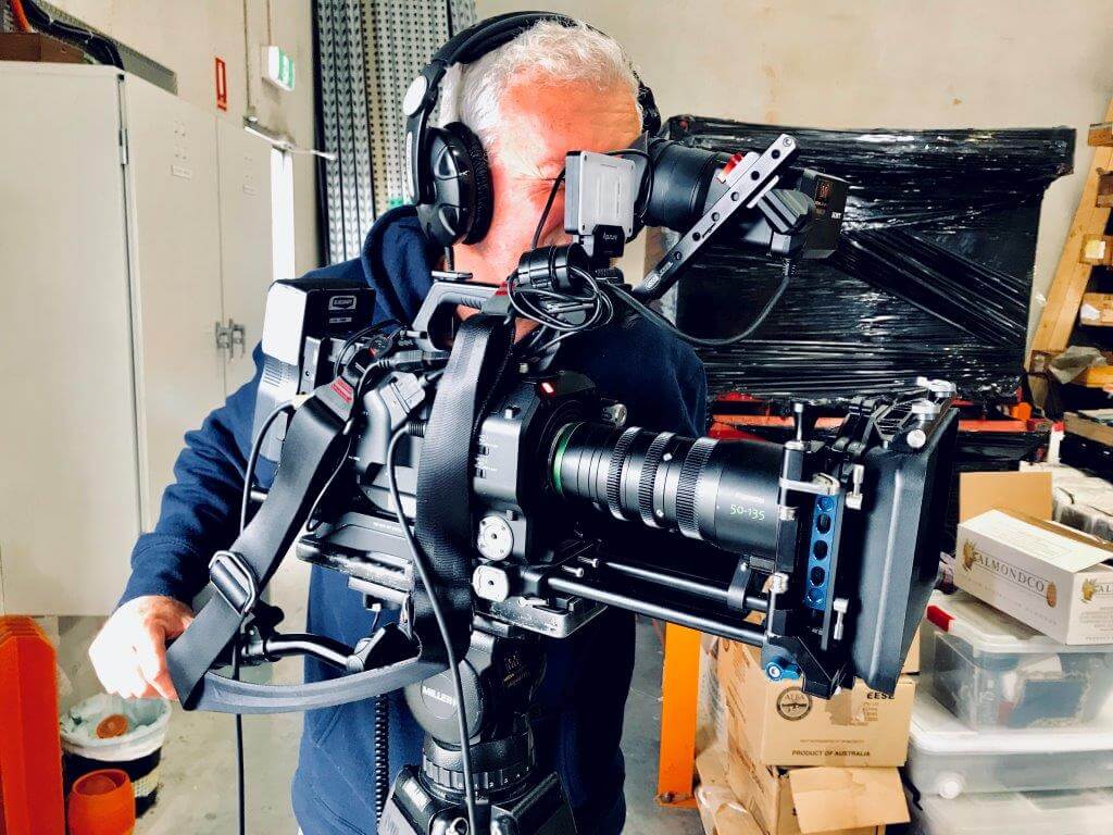 Cameraman shooting with Sony fs7