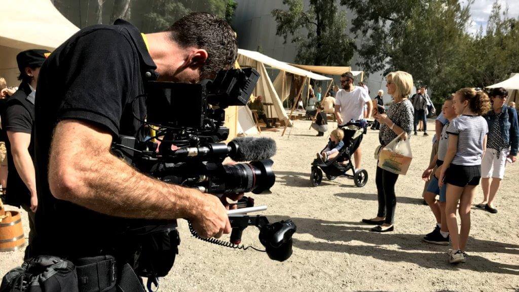 Cameraman with Sony FS7 at Melbourne Museum