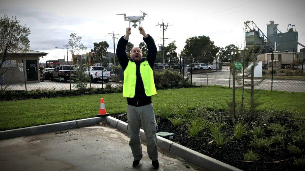 Director taking off with drone