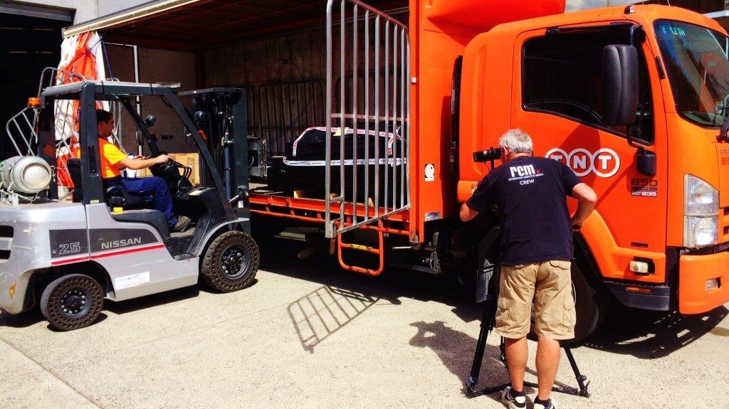 Video shoot of forklift loading truck