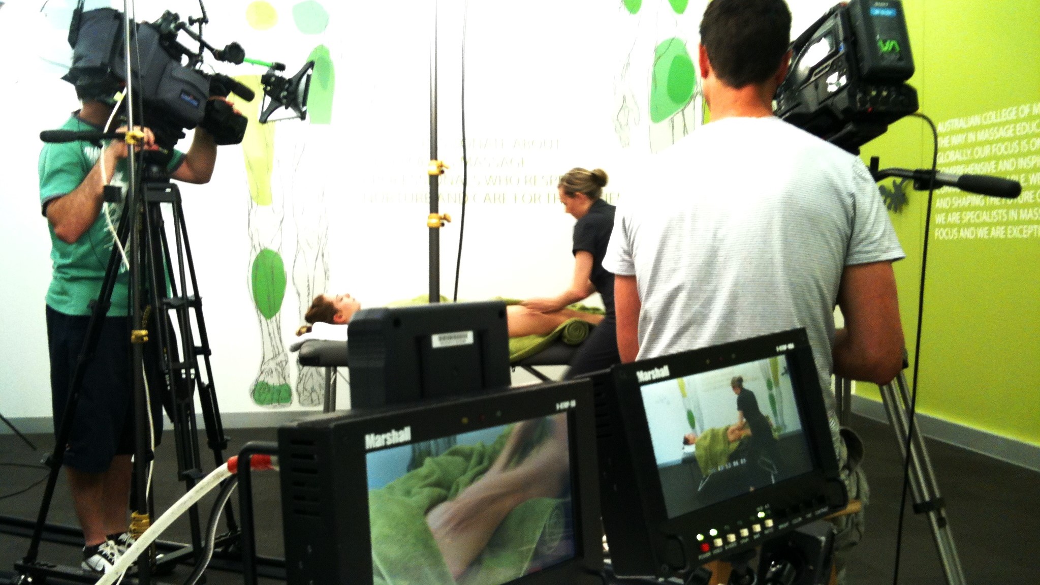 Behind the scenes Educational training video production shoot with 2 cameras