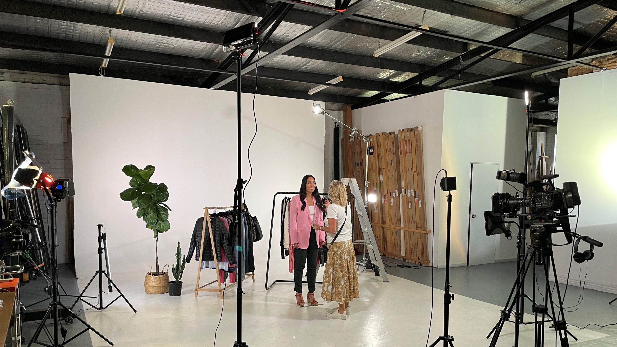 Promotional video shoot in a studio with presenter