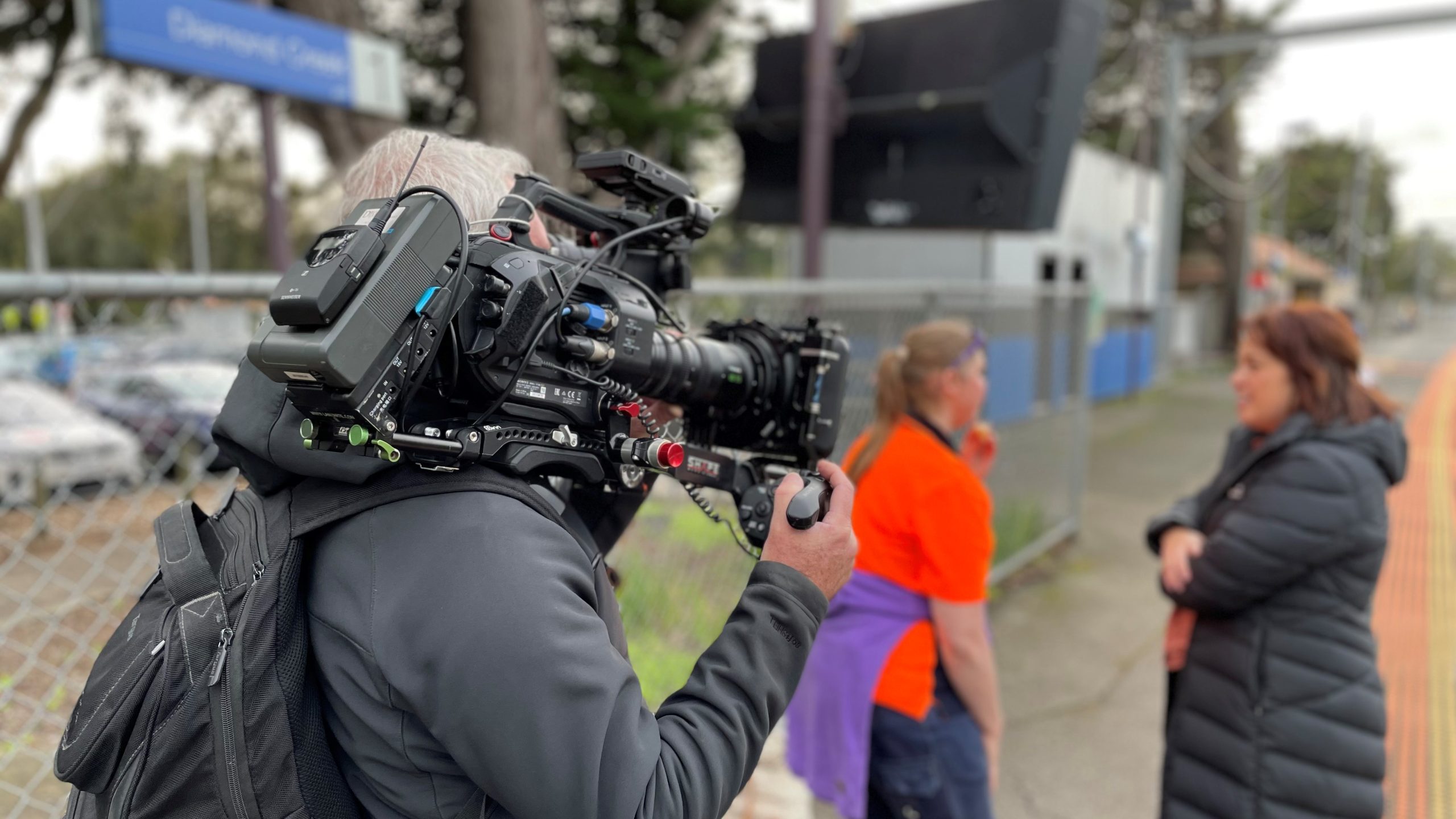 Video interview at train station