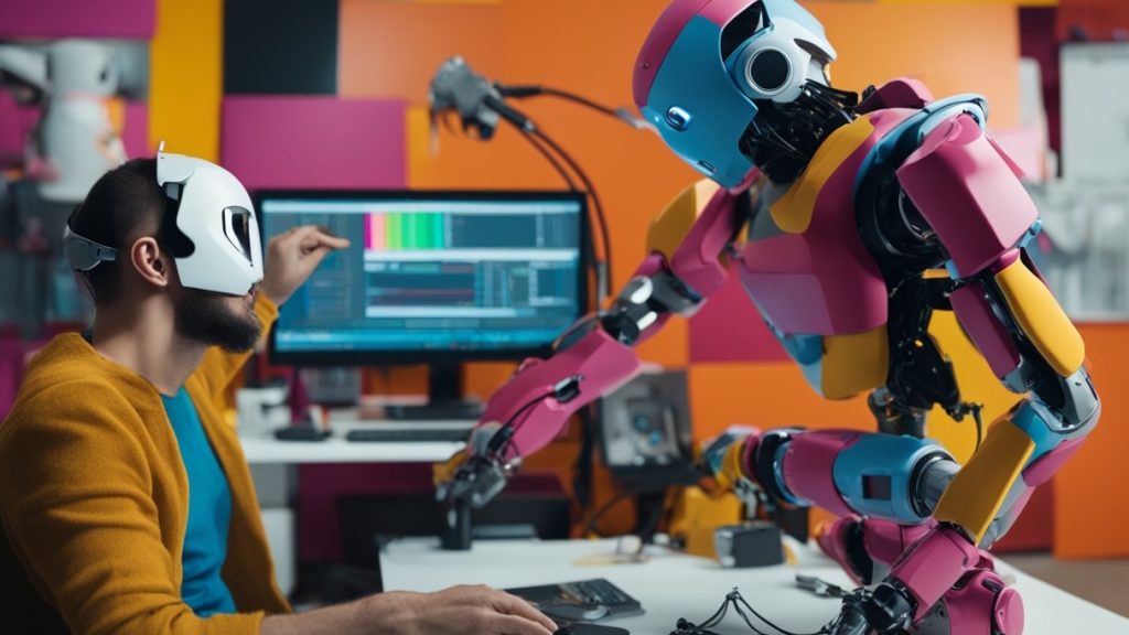 Human editor and AI robot editor fighting